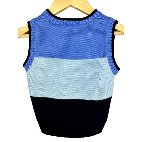 Boys Janie and Jack Blue Color Block Cotton Sweater Vest 12-18 Mos. - Picture 2 of 3